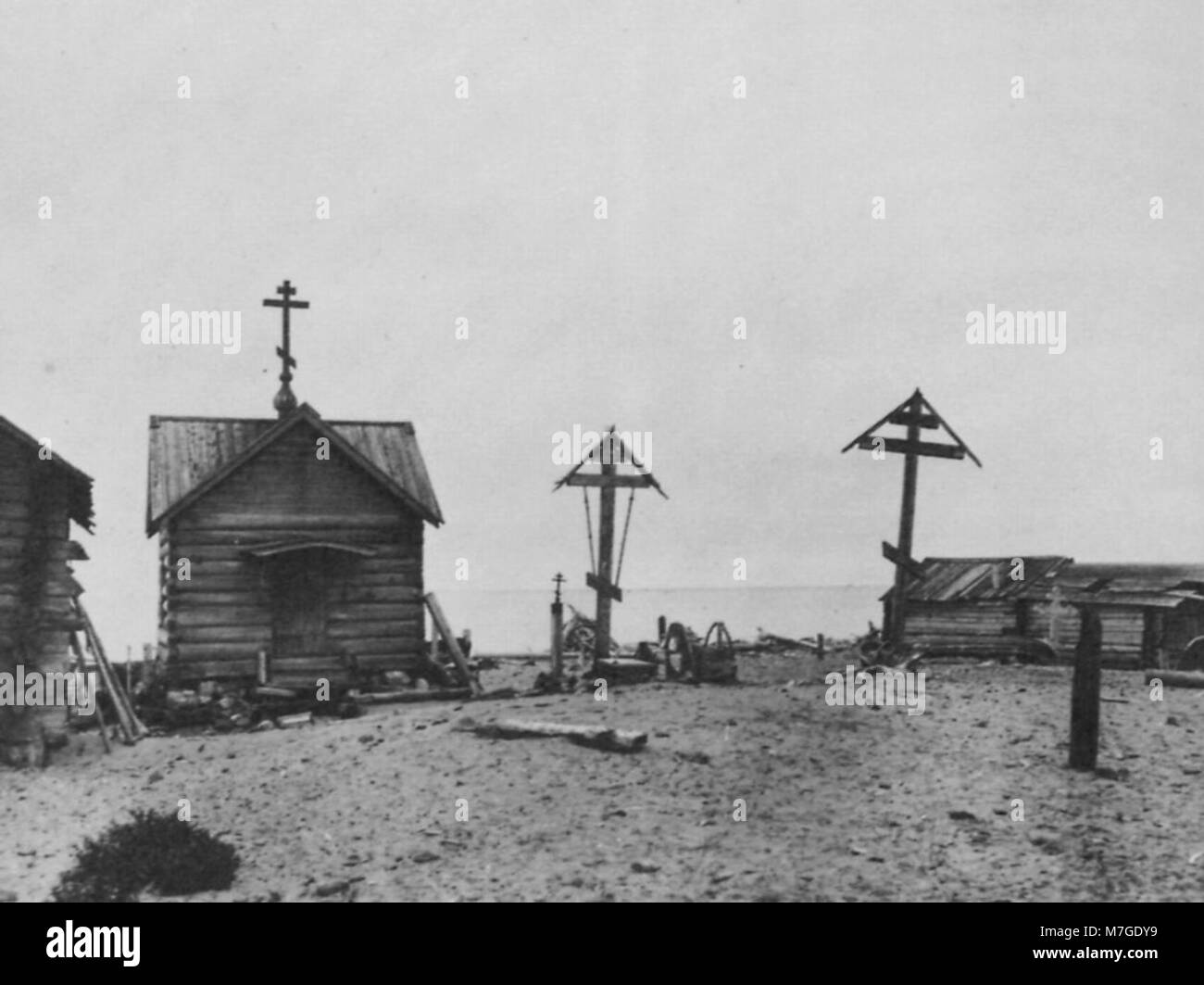 A Russian photograph depicting a rural village near Lake Onega in the ...