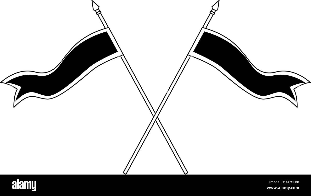 Medieval flags crossed vector illustration graphic design Stock Vector