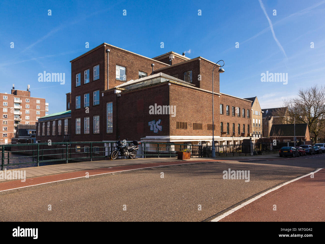 The pathologisch-anatomisch laboratorium of the former Wilhelmina Gasthuis (Hospital) The building is built in the Amsterdam School style. Stock Photo