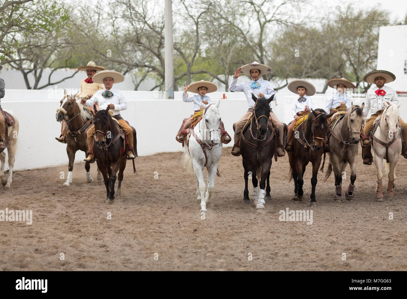 Matamoros, Tamaulipas, Mexico - February 25, 2018, Charreada Fiestas Mexicanas is part of the Charro Days Fiesta - Fiestas Mexicanas, A bi-national fe Stock Photo