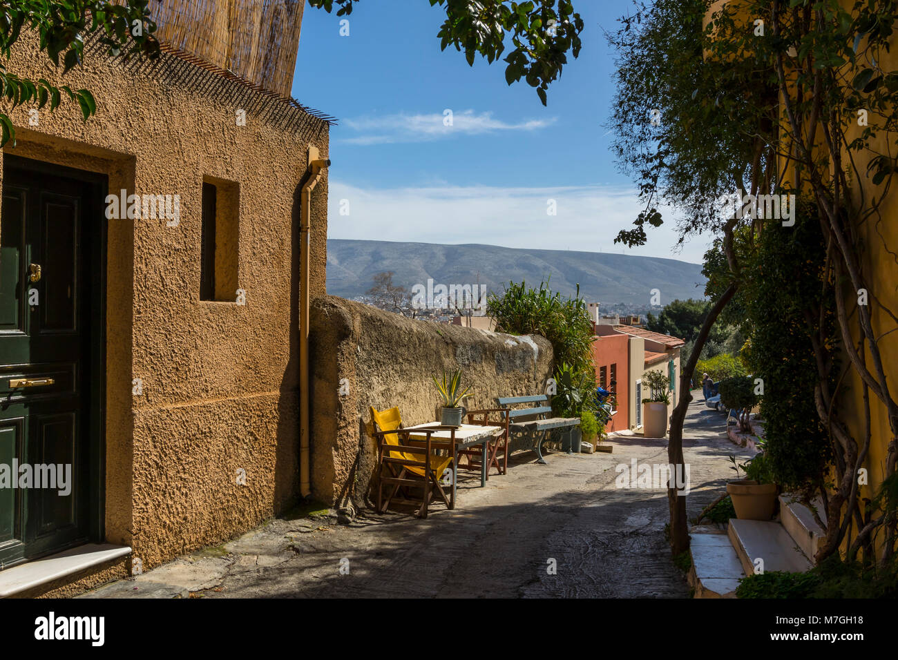 Streets of Plaka in Athens Stock Photo