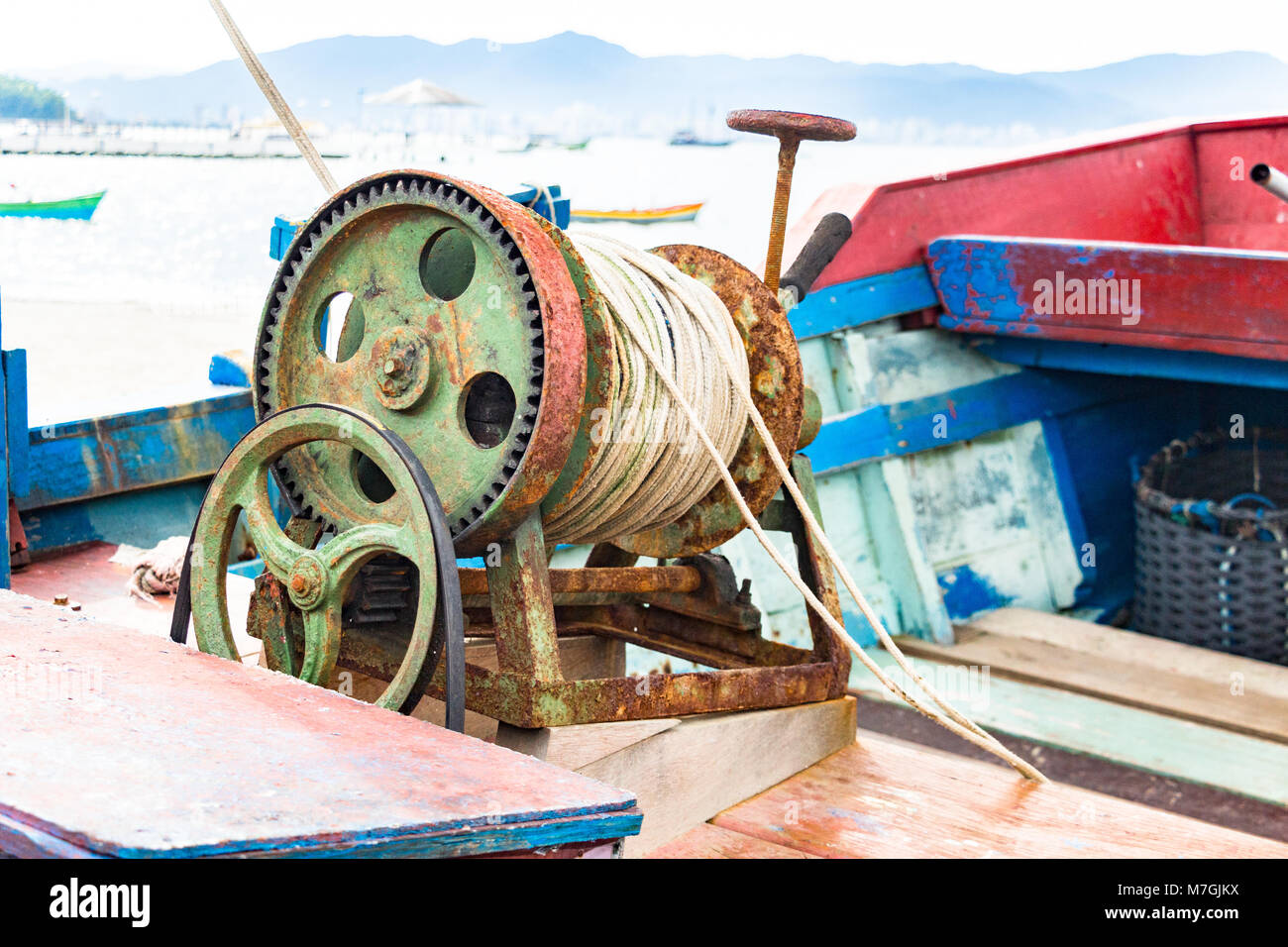 Blue fishing boat winch hi-res stock photography and images - Page