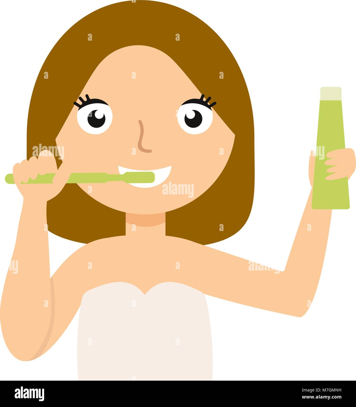 Young caucasian woman brushing her teeth vector Stock Vector