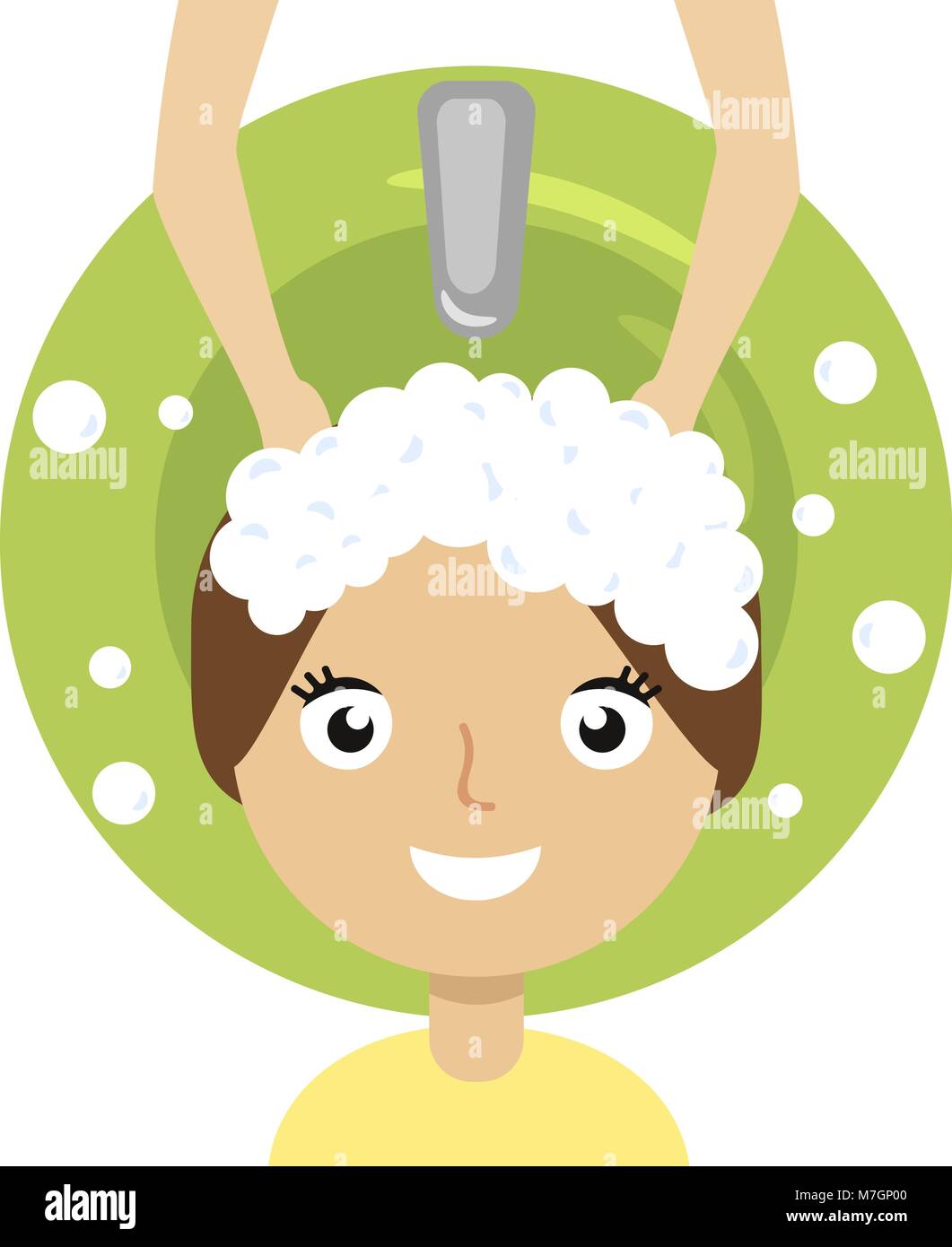 Young Woman And Hairdresser Washing Her Head At Hair Salon Stock