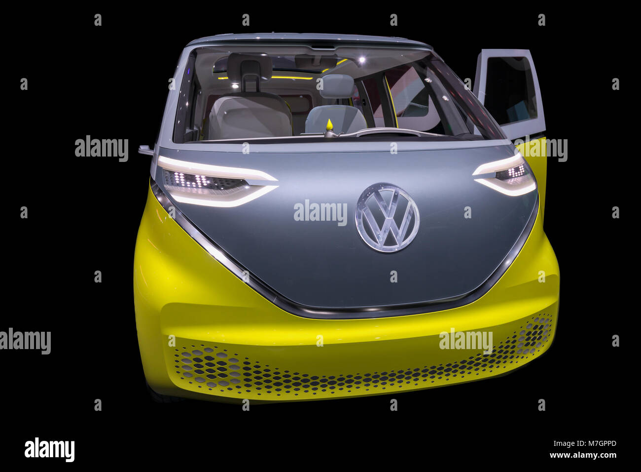 ID Buzz Microbus, Volkswagen, VW Camper, Electric minibus, Geneva Motor show, Switzerland Stock Photo