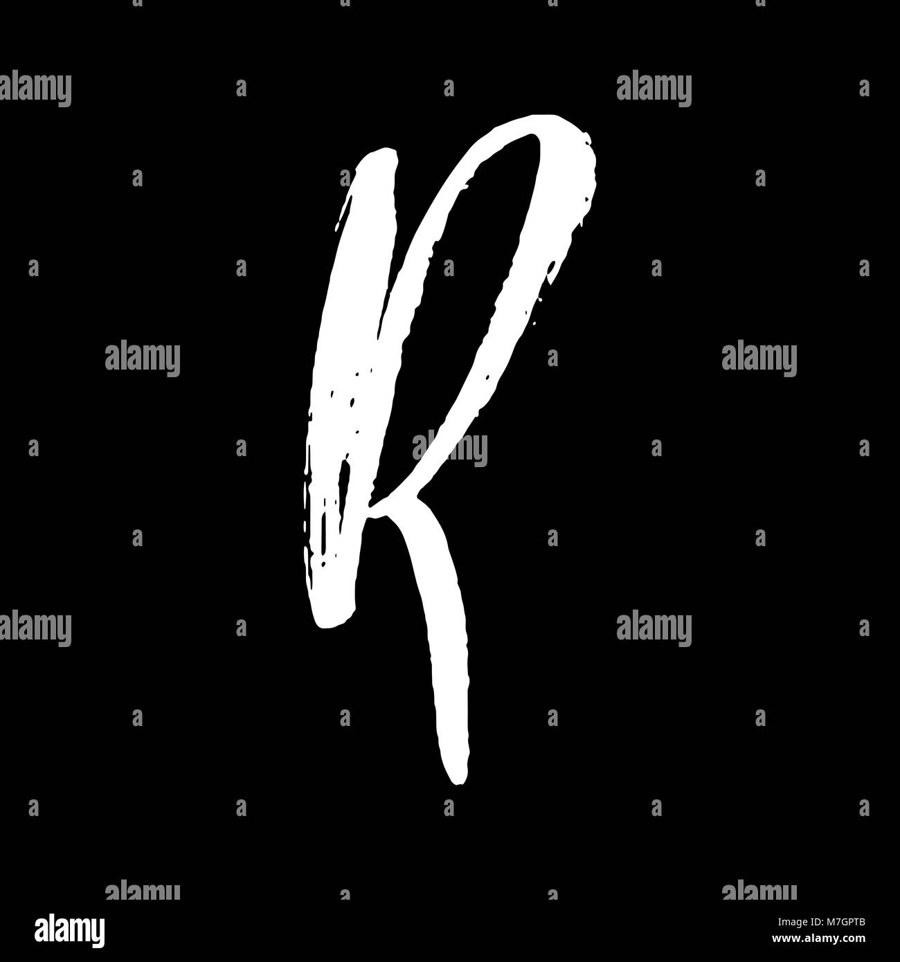 Sharp Letter Font R Letter R. Handwritten by dry brush. Rough strokes textured font. Vector ...
