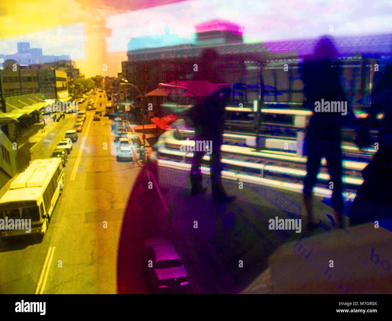 Jackson Heights, Queens. View from 74 street train station. New York