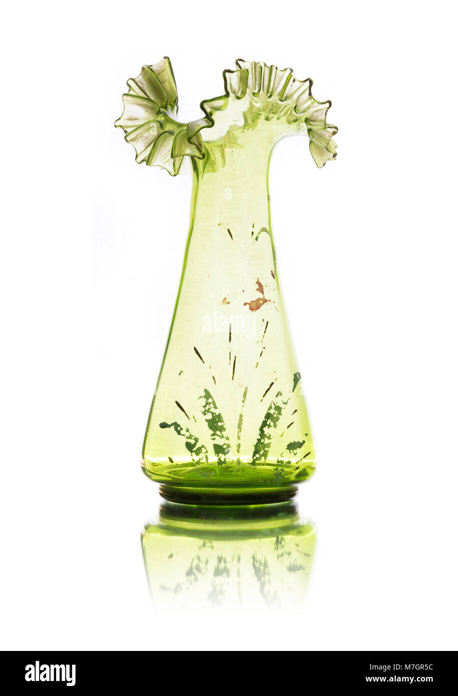 Vintage glass vase isolated on white background Stock Photo