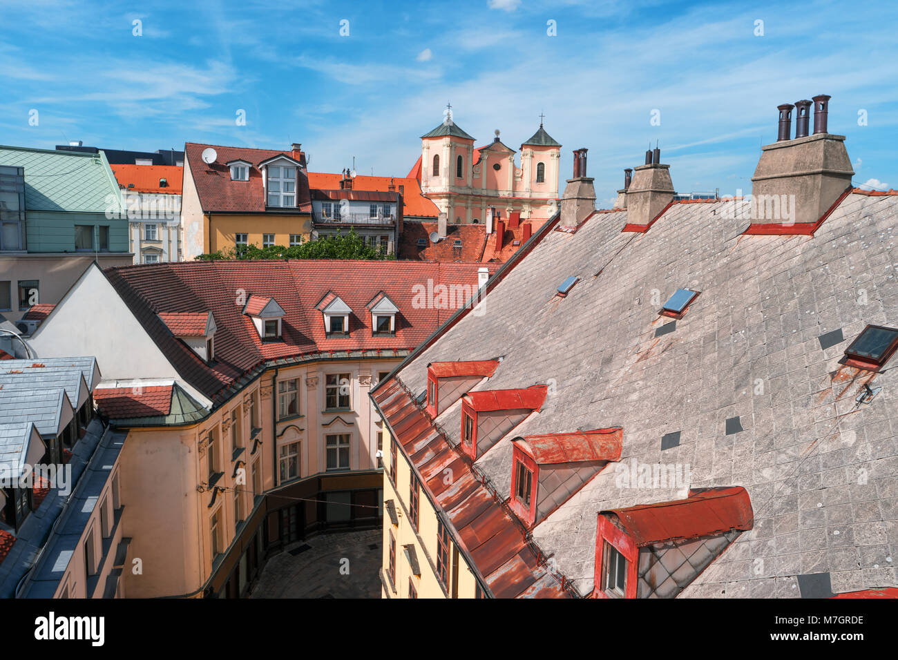 View on old town in Bratislava city, Slovakia, Europe. Historic architecture. Cityscape and skyline of Bratislava, capital city of Slovakia. City cent Stock Photo