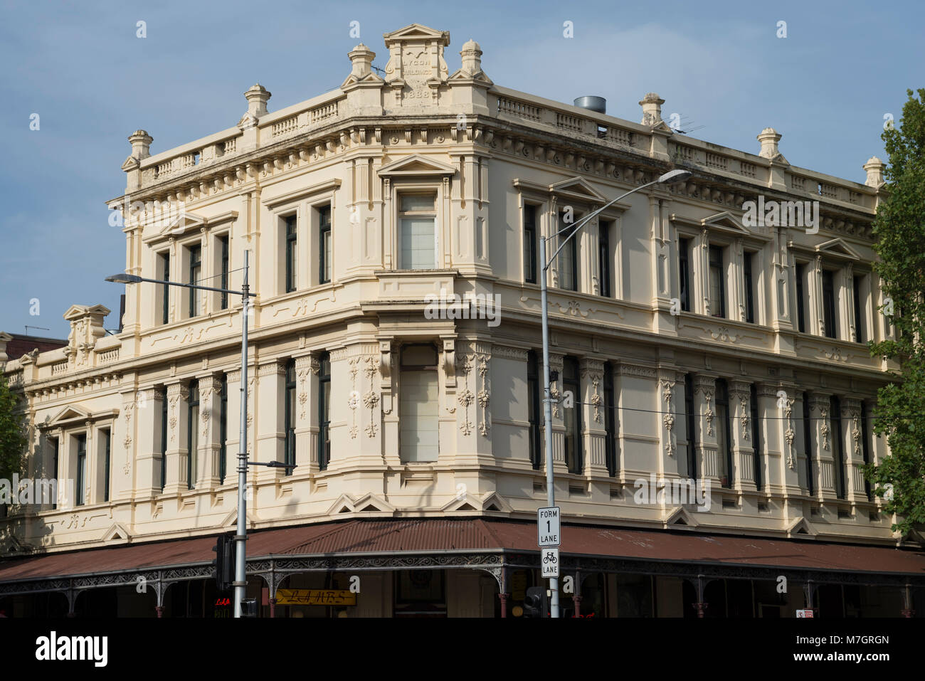 The Lygon Buildings in Lygon Street, Melbourne, Australia, designed by the architect George De Lacy Evans, were built in 1888. Stock Photo