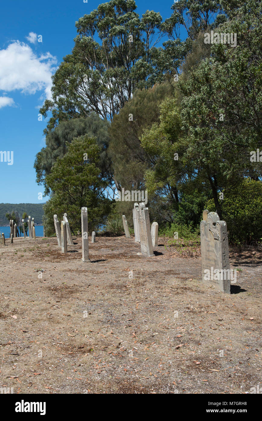 Isle of the Dead at Port Arthur Historic Site in Tasmania, Australia. Around 1100 people were buried at the settlement's cemetery. Stock Photo