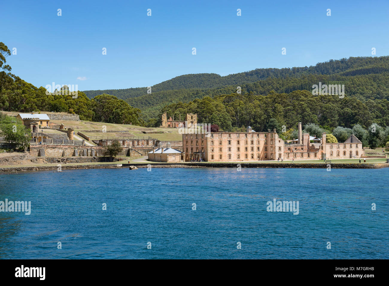 Port Arthur Historic Site in Tasmania is the best preserved convict site in Australia. View of the Penitentiary overlooking Mason Cove. Stock Photo