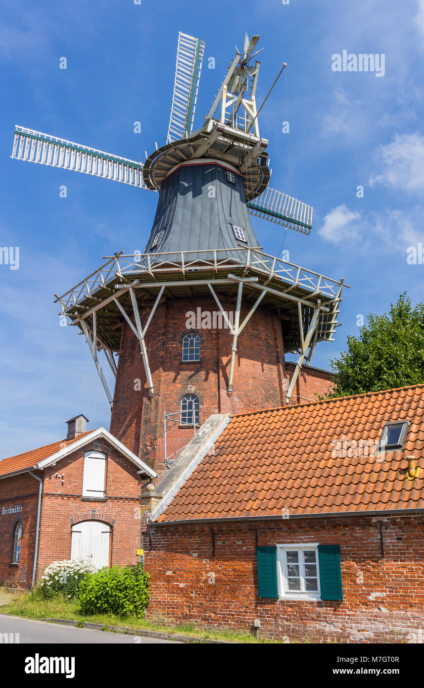 Historical windmill Deichmuhle in the center of Norden, Germany Stock