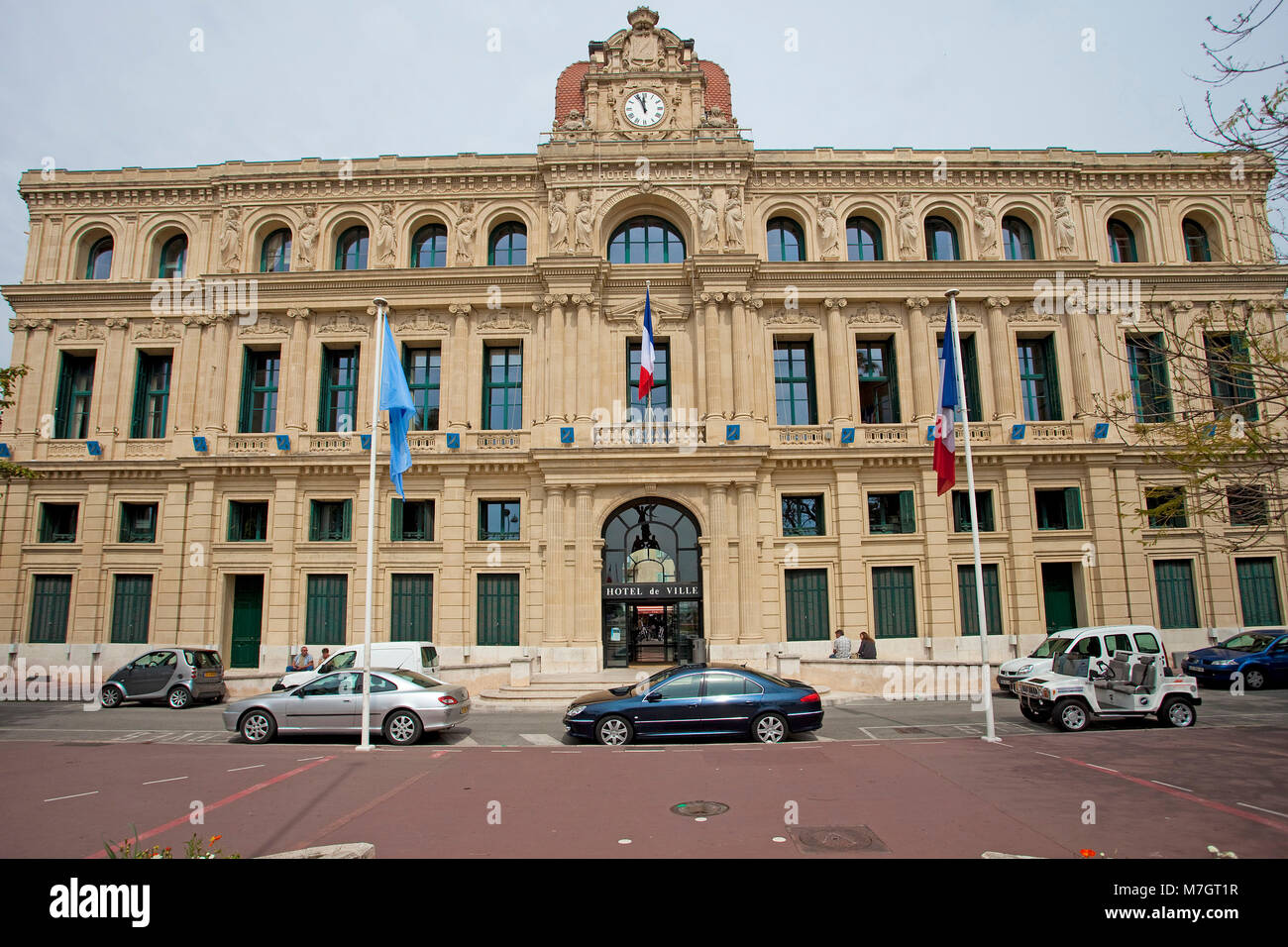 Hotel de Ville (town hall), cultural builing with neoclassic style at old town Le Suquet, Cannes, french riviera, South France, France, Europe Stock Photo