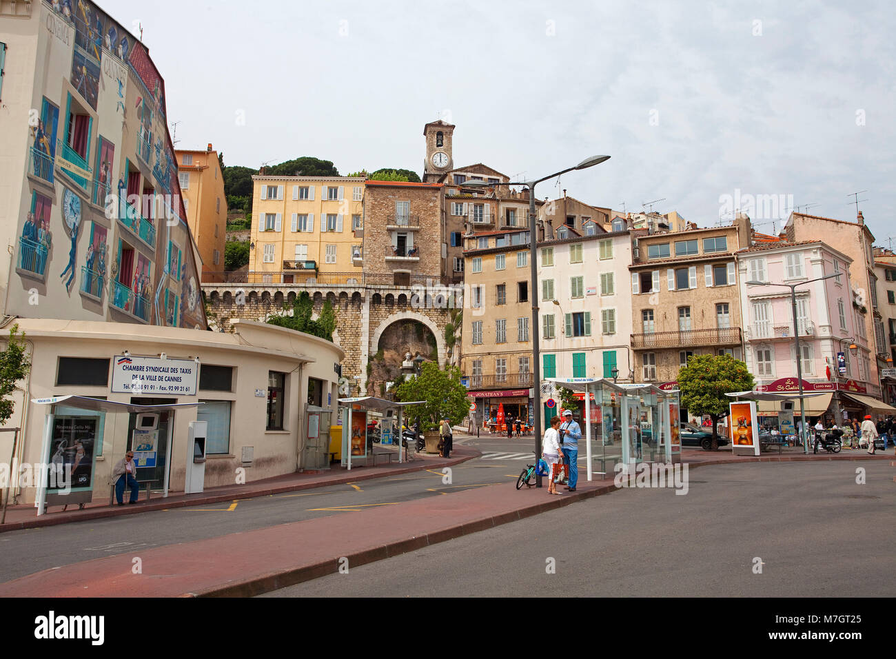 Colourful painted Bus station (Gare des Autobus) at old town Le Suquet, Cannes, french riviera, South France, France, Europe Stock Photo