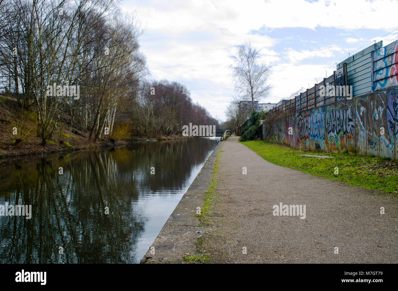 tow path on Birmingham canal Stock Photo