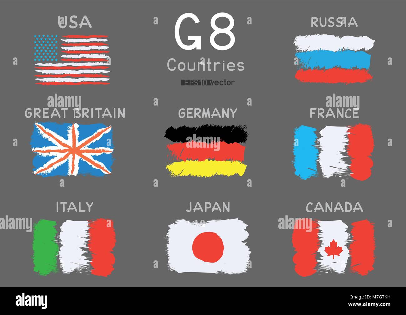 G8 Usa Canada France Germany Italy Japan Russia Great Britain Hand