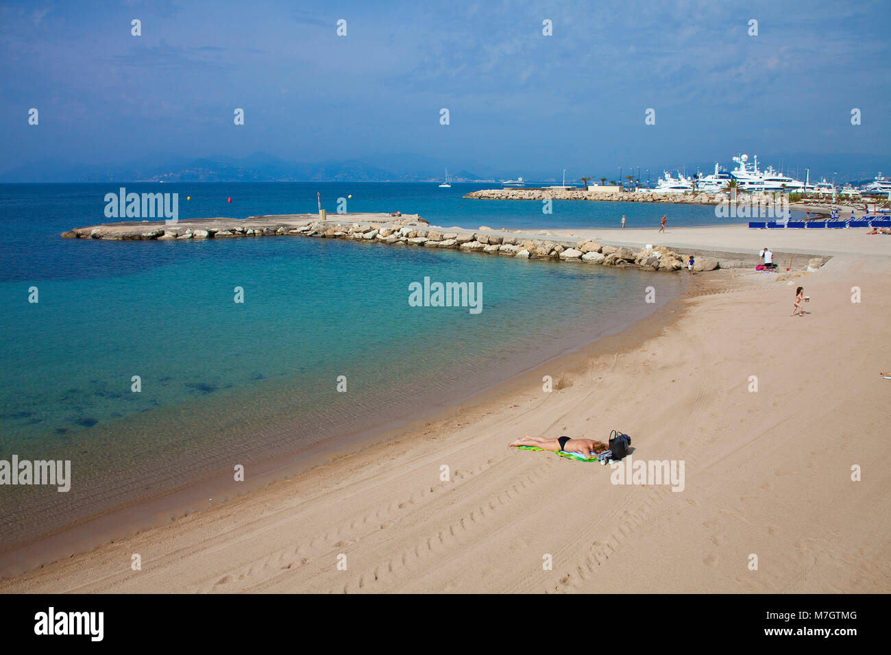 Beach and Marina of Cannes, french riviera, South France, France, Europe Stock Photo