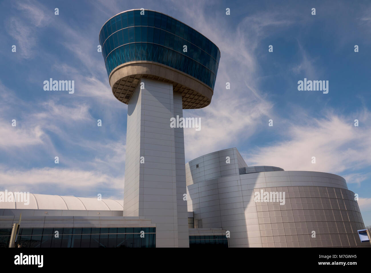 Steven F Udvar Hazy Center  Smithsonian Air and Space museum at Dulles Airport Chantilly Virginia exterior Stock Photo