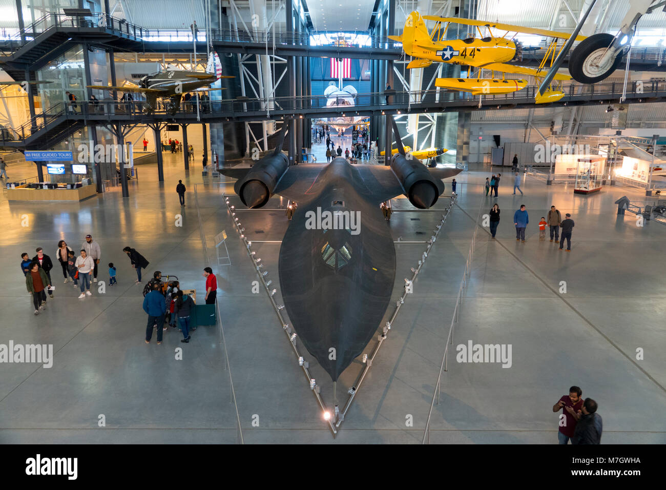 Steven F Udvar Hazy Center  Smithsonian Air and Space museum at Dulles Airport Chantilly Virginia interior Stock Photo