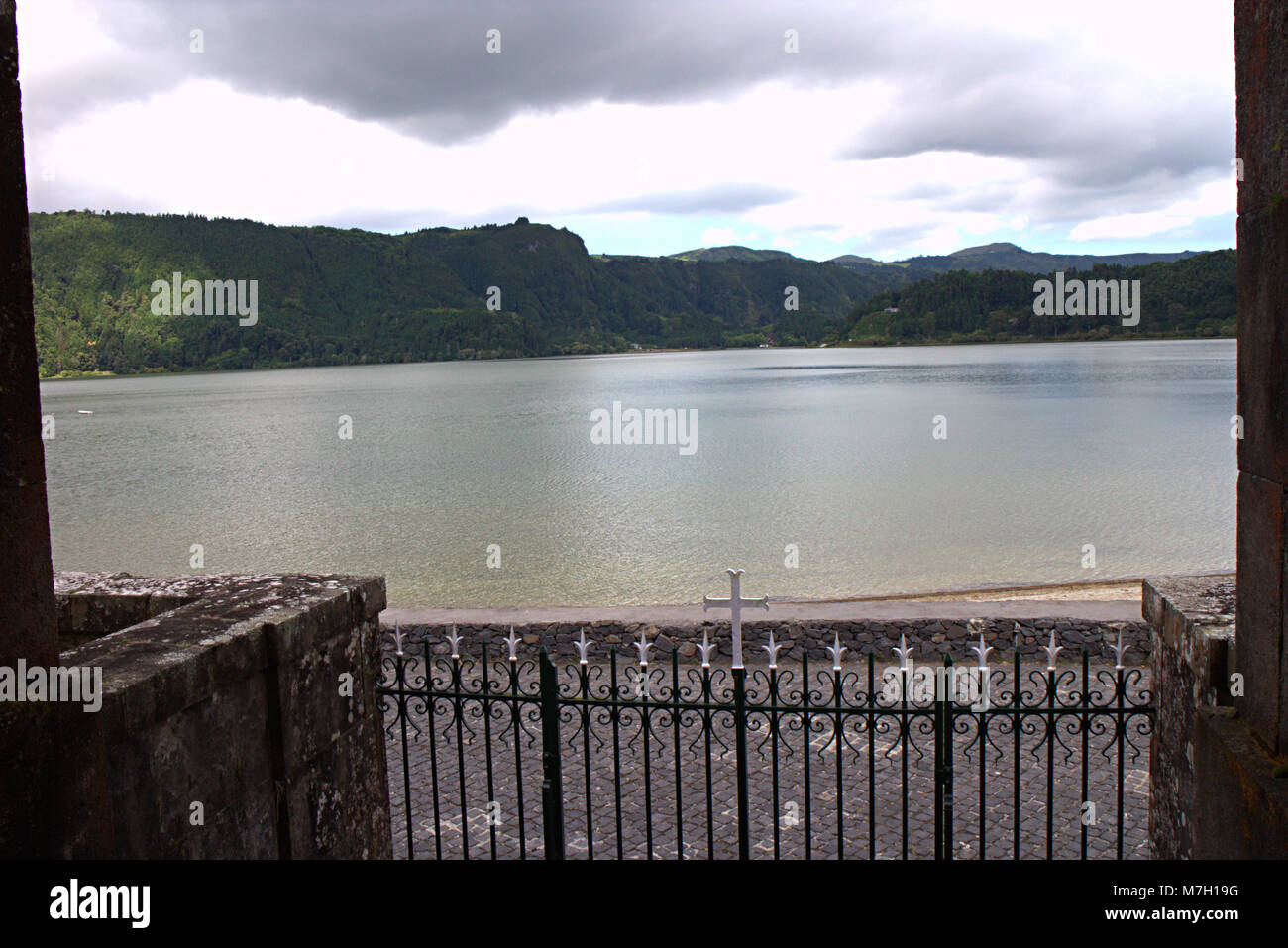 Capela da nossa senhora das vitorias, Caldeira da lagoa das furnas on the Island of Sao Miguel, Azores, Portugal Stock Photo