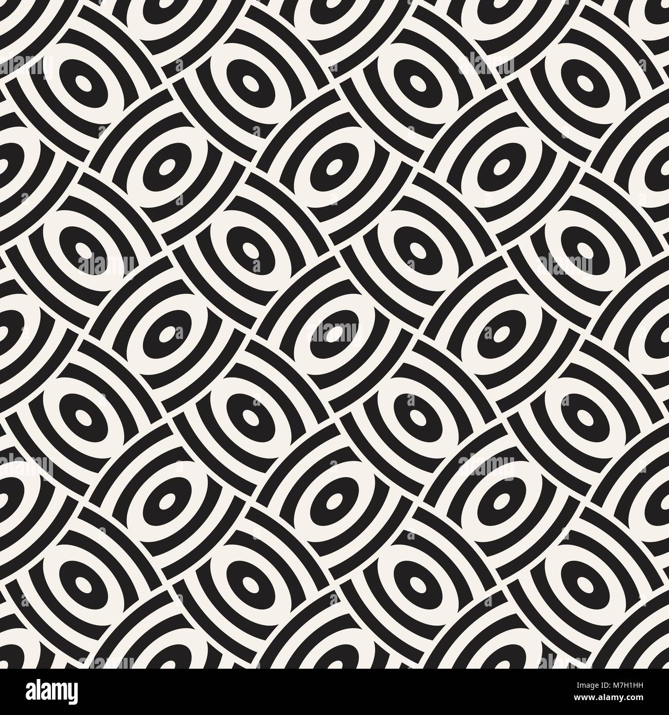Vector geometric seamless pattern with curved shapes grid. Abstract ...