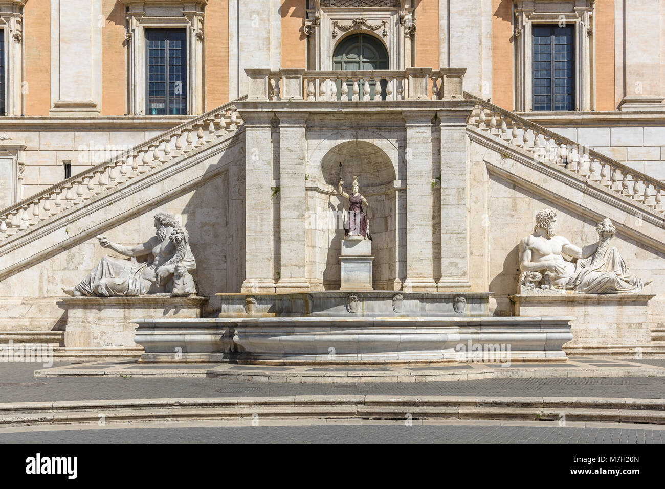 Fontana della Dea Roma, Capitoline Hill, Campidoglio, Rome, Italy Stock Photo