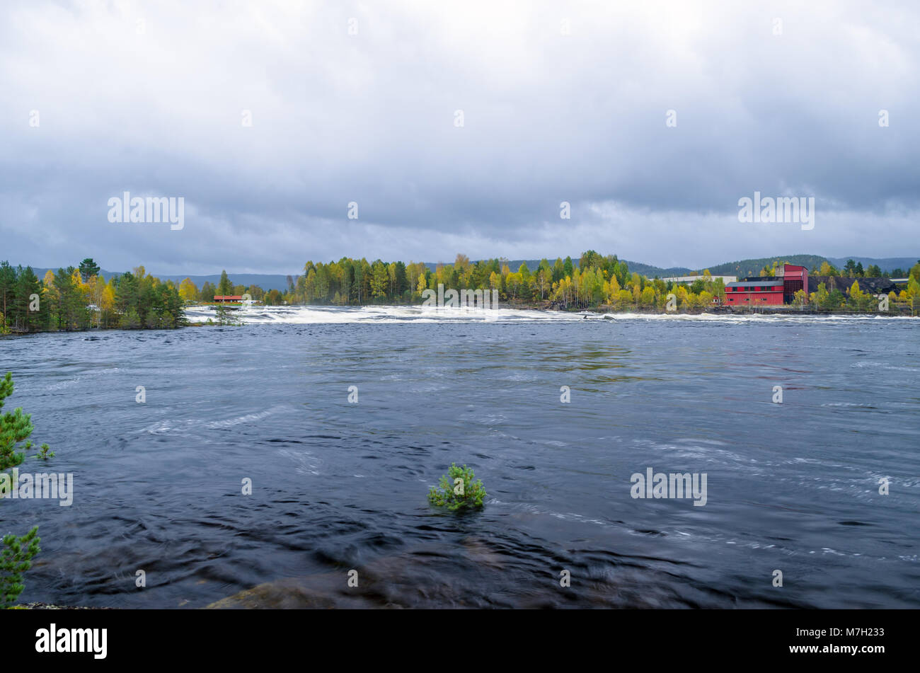 Fennefoss- waterfall on Otra river in Evje, central Norway. Stock Photo