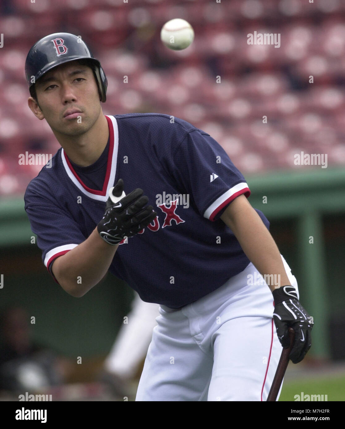 Boston Red Sox Hiedo Nomo taking batting practice at Fenway in Boston Ma  USA June 12, 2001 photo bill belknap Stock Photo - Alamy