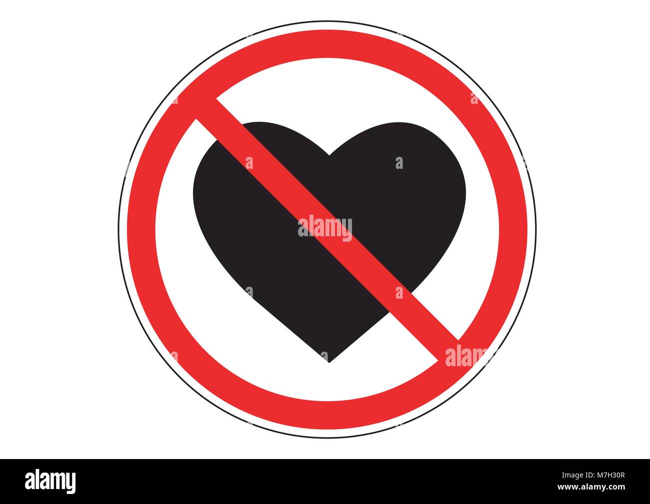 Design vector of crossed out symbol dont fall in love Stock Vector
