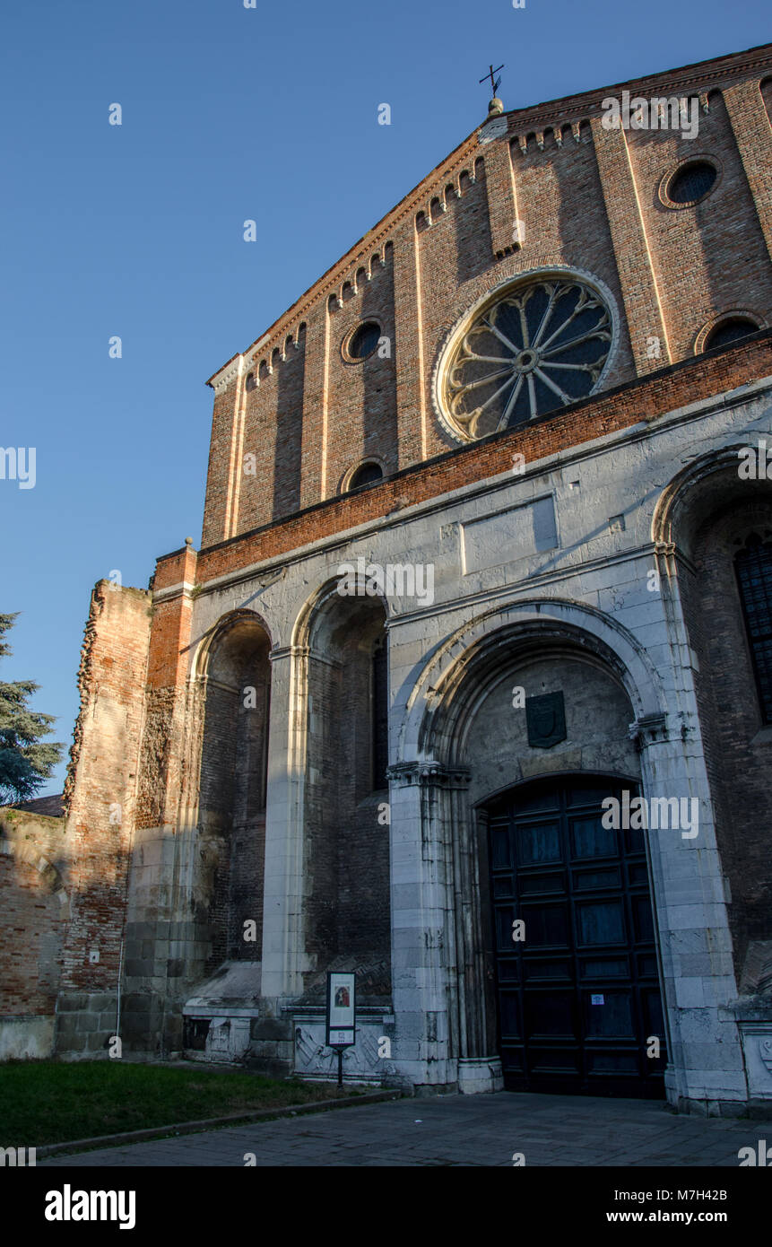 frontal view of the facade of the eremitani's church in padua. Stock Photo