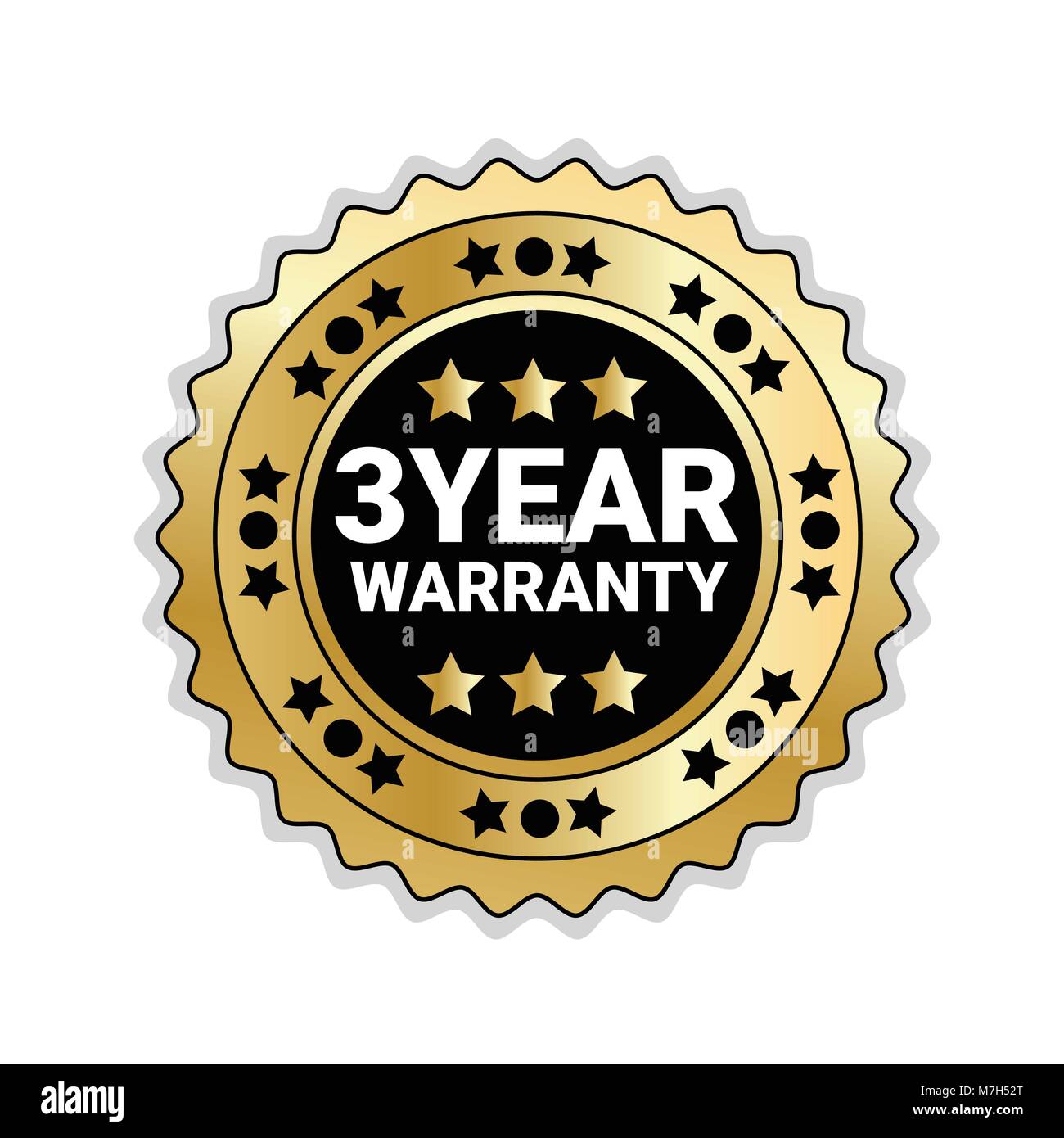 Badge Isolated With 3 Years Of Warranty Sign Golden Mark Icon Stock ...