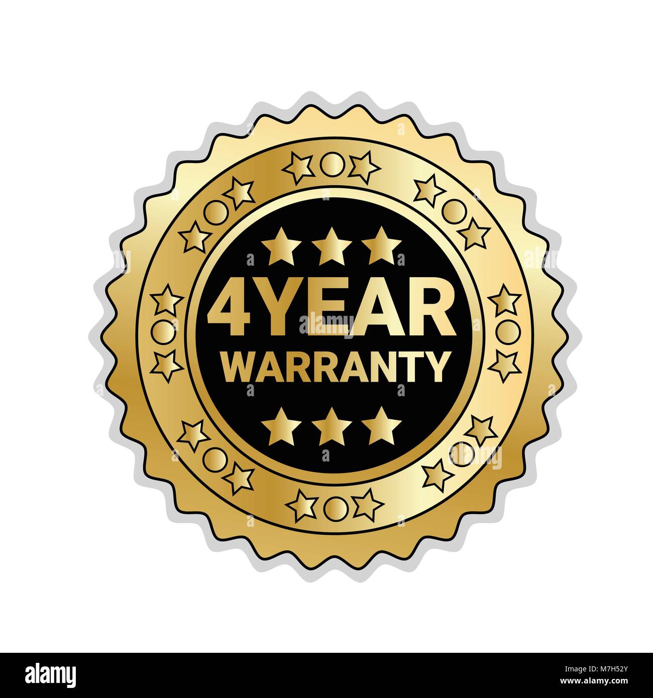 Golden Medal With 4 Year Of Warranty Sign Isolated Mark Icon Stock ...