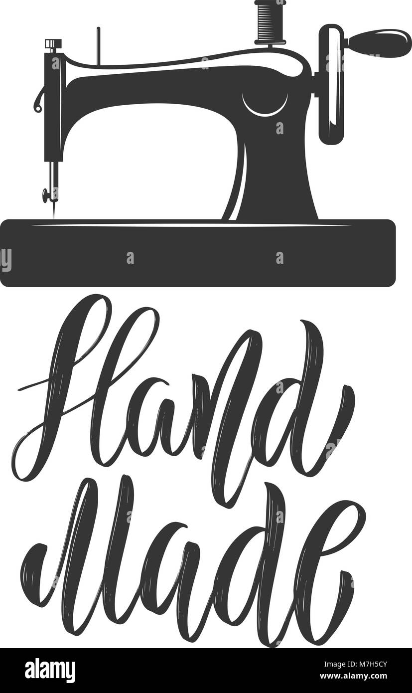 Hand Made Emblem Template With Sewing Machine Design Element For