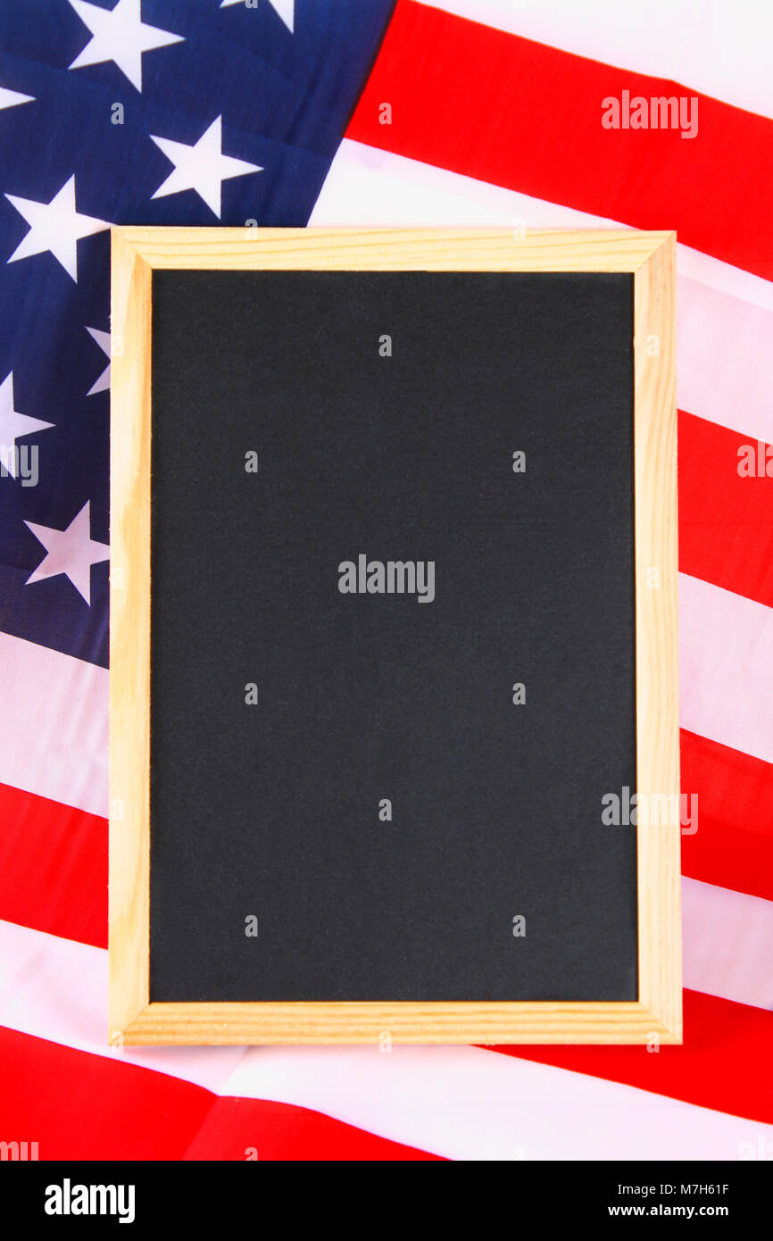 Vintage American flag on a chalkboard with space for text Stock Photo