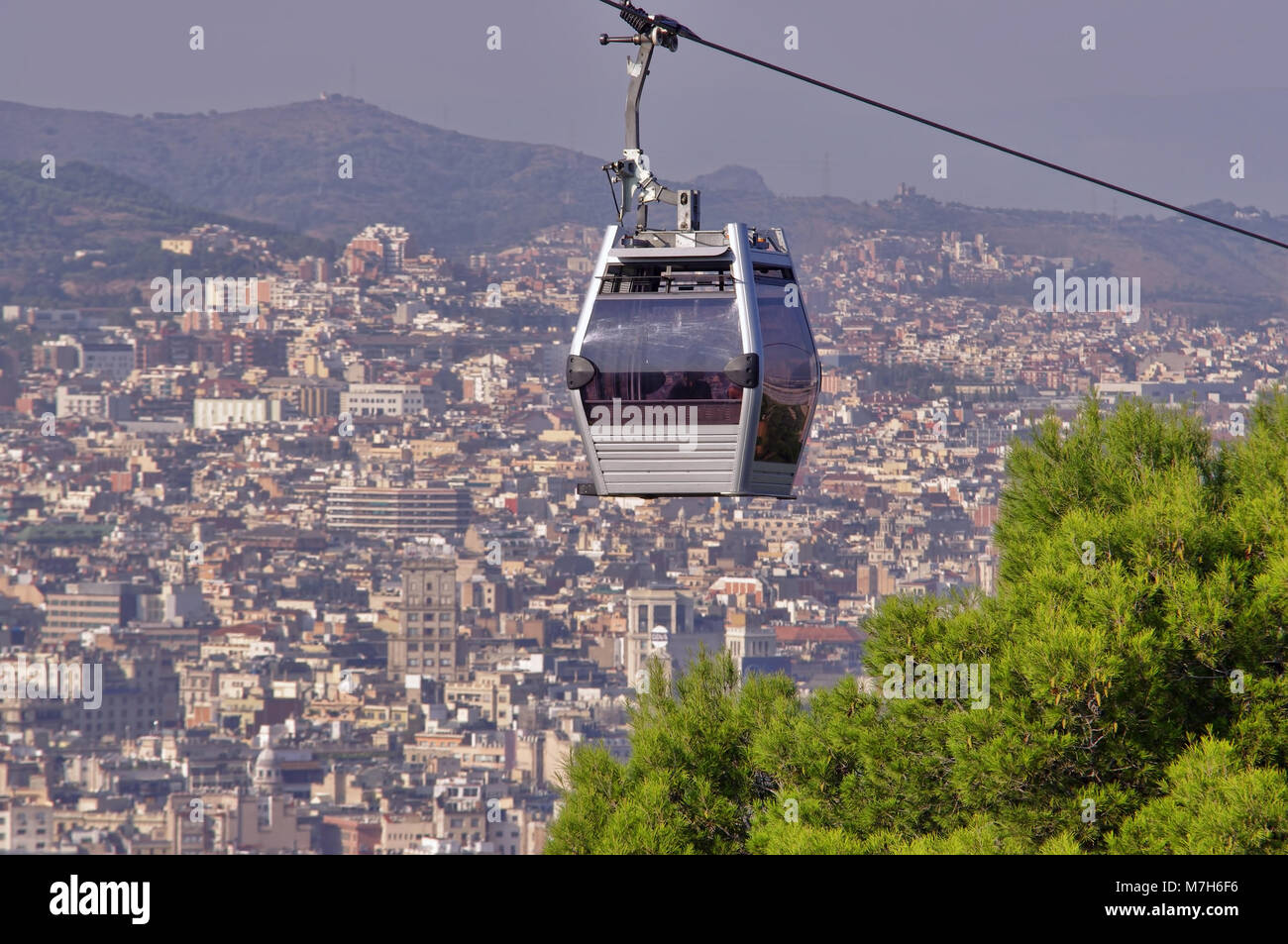 cable car in Barcelona city, Spain Stock Photo Alamy