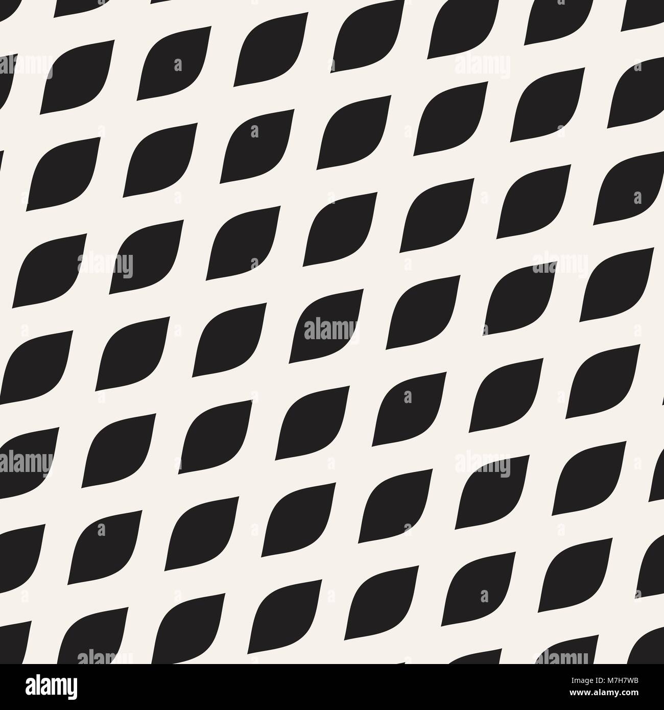 Vector Seamless Black and White Hand Drawn Wavy Lines Pattern Stock ...