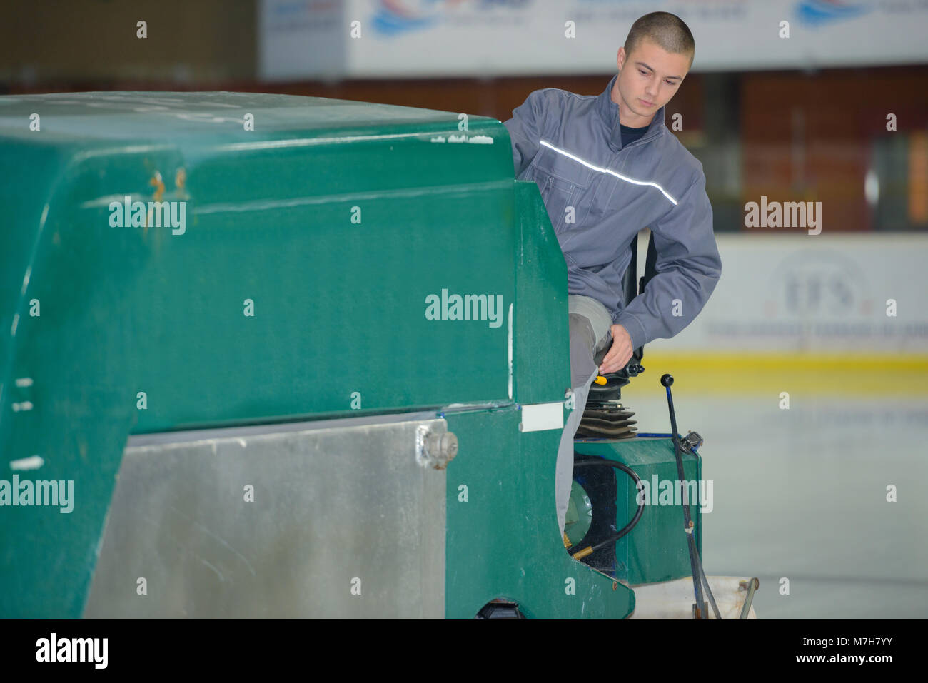 ice resurfacing machine on rink Stock Photo Alamy