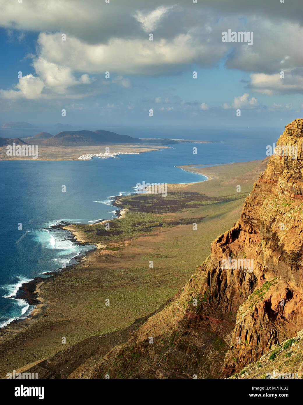 Isla Graciosa, part of the Chinijo Archipelago, seen from near Guinate, Lanzarote, Canary Islands, Spain Stock Photo