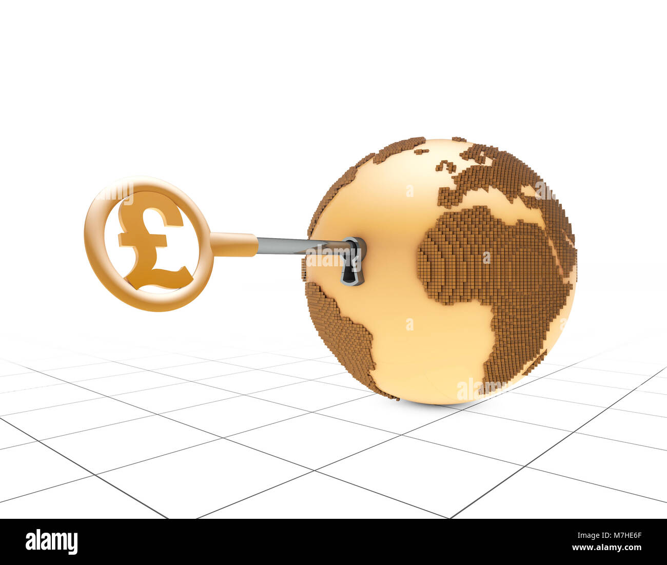 Earth and currency financial keys, representing economic development, capital investment Stock Photo