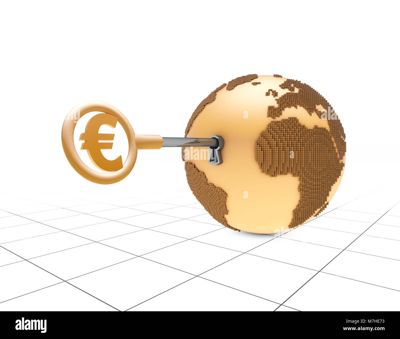Earth and currency financial keys, representing economic development, capital investment Stock Photo