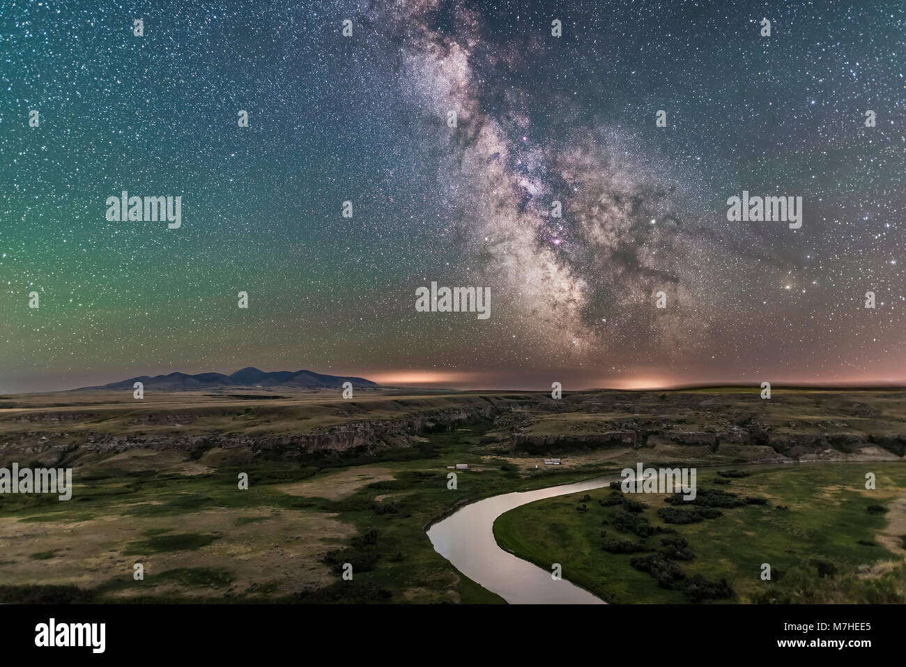The Milky Way over the Milk River, Alberta, Canada Stock Photo Alamy