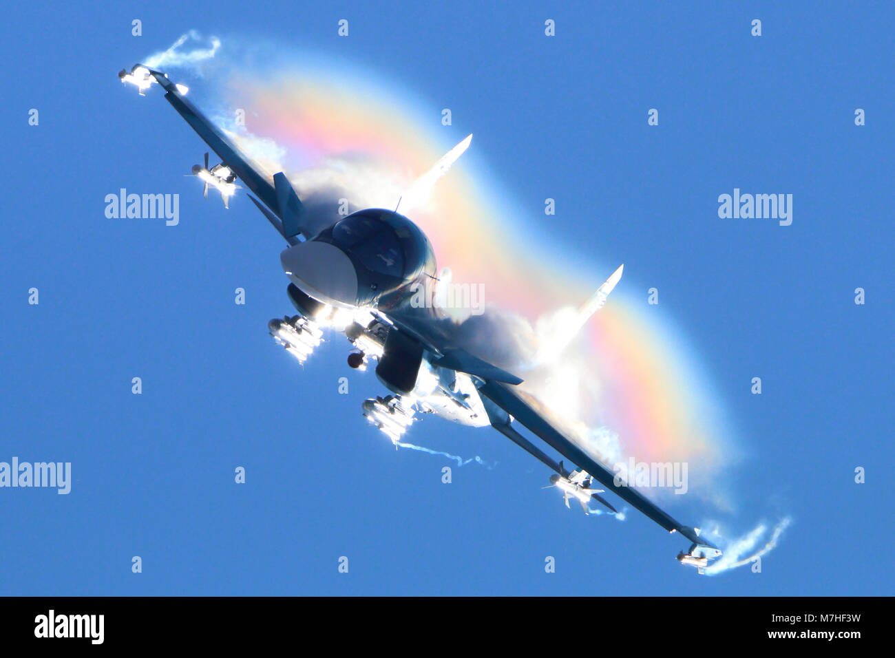 Su-34 attack airplane of the Russian Air Force. Stock Photo