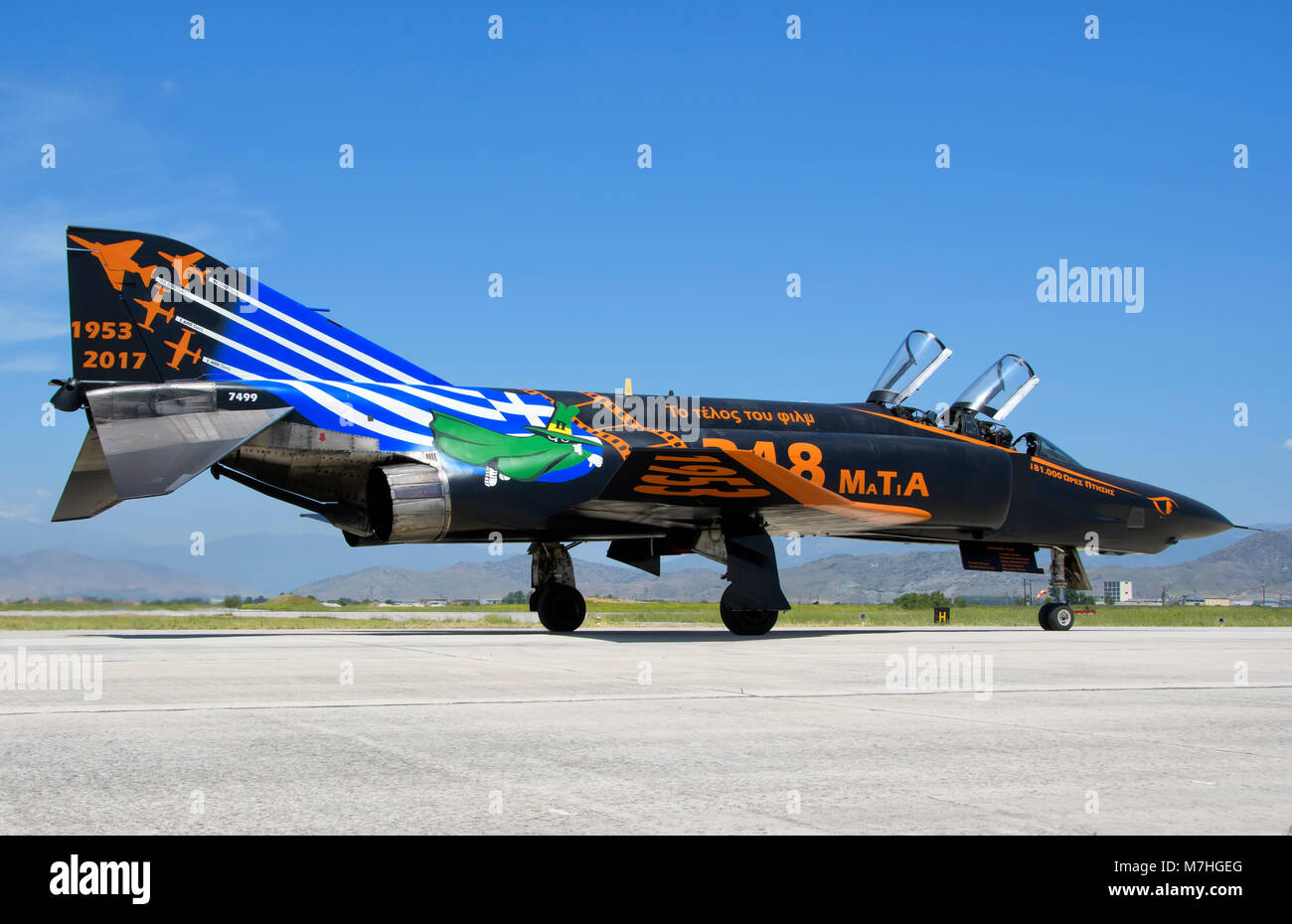 Hellenic Air Force RF-4E Phantom at Larissa Air Base, Greece. Stock Photo