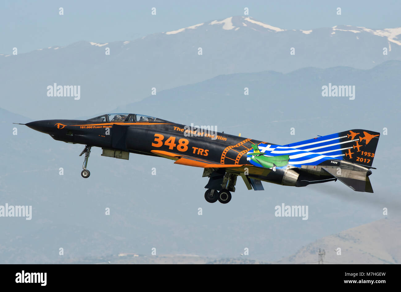 Hellenic Air Force RF-4E Phantom at Larissa Air Base, Greece. Stock Photo