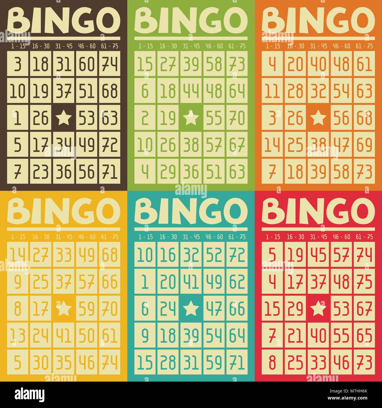 Set of retro bingo or lottery cards for game Stock Vector Image & Art