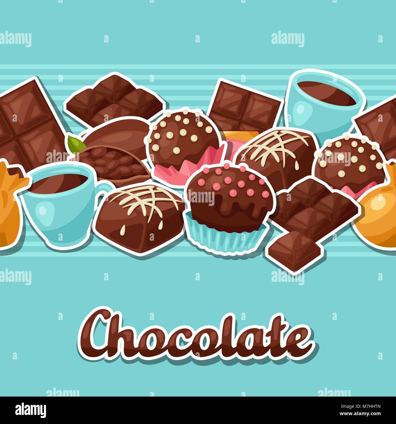 Chocolate seamless pattern with various tasty sweets and candies Stock ...