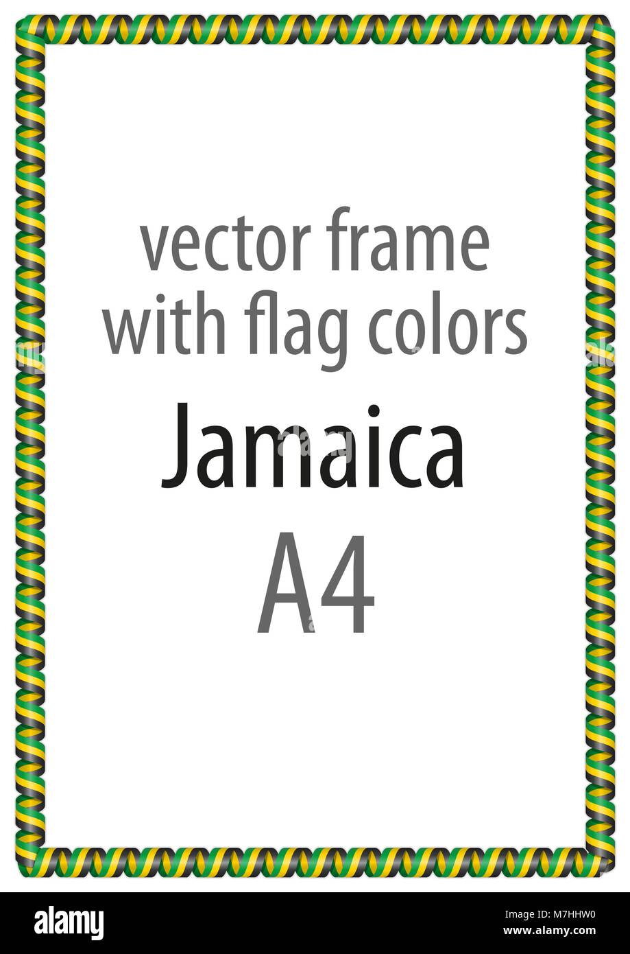 Frame and border of ribbon with the colors of the Jamaica flag Stock