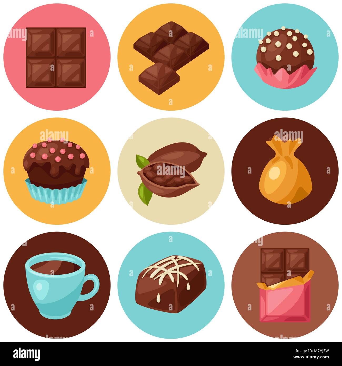 Chocolate set of various tasty sweets and candies Stock Vector Image ...
