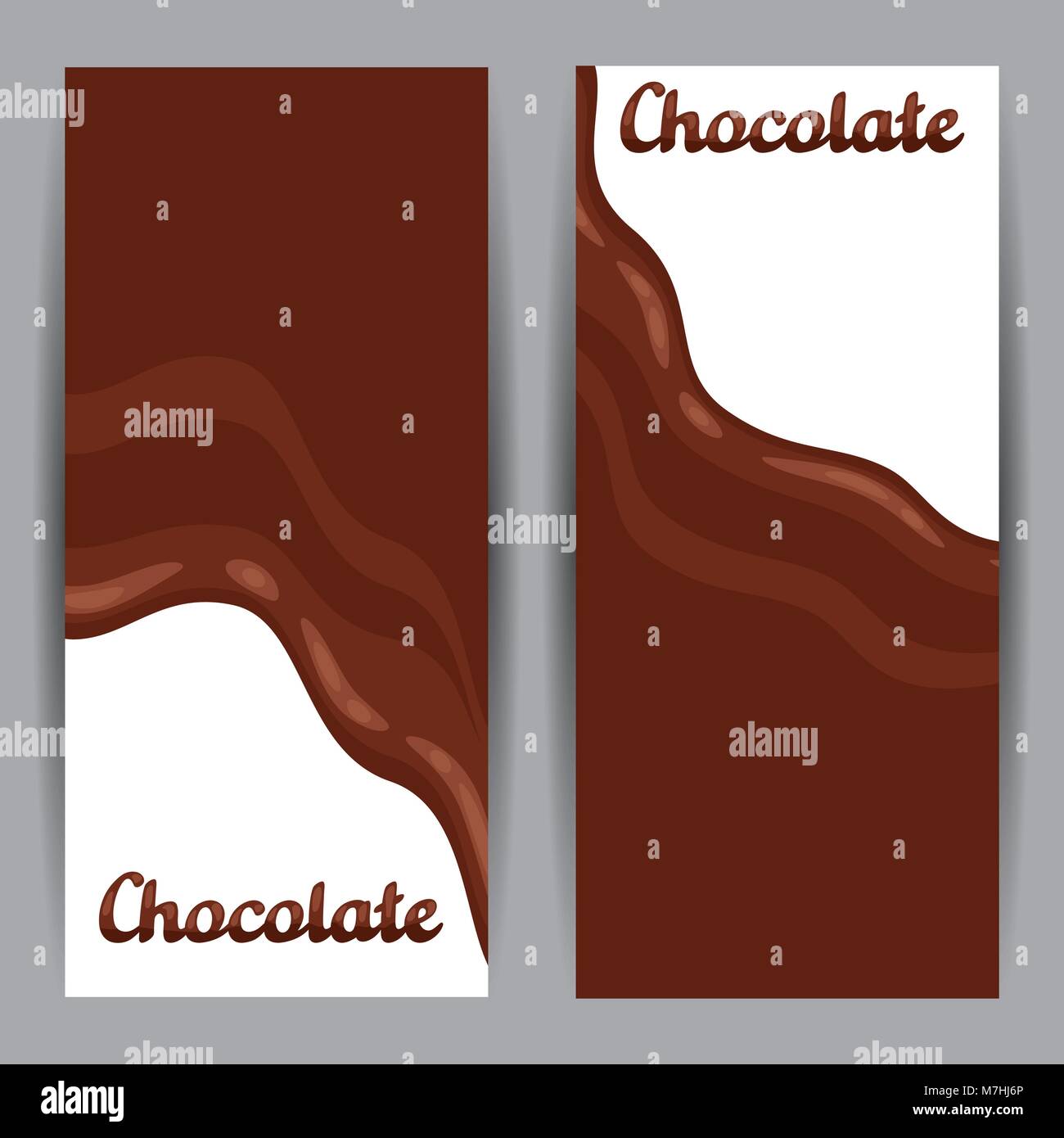 Set of vertical banners with chocolate flow Stock Vector